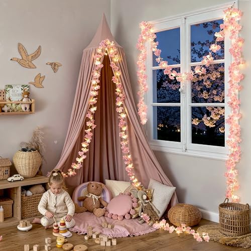 JMEXSUSS Cherry Blossom Lights Battery Operated, 15.75 FT 48 LED Pink Flower - Image 4