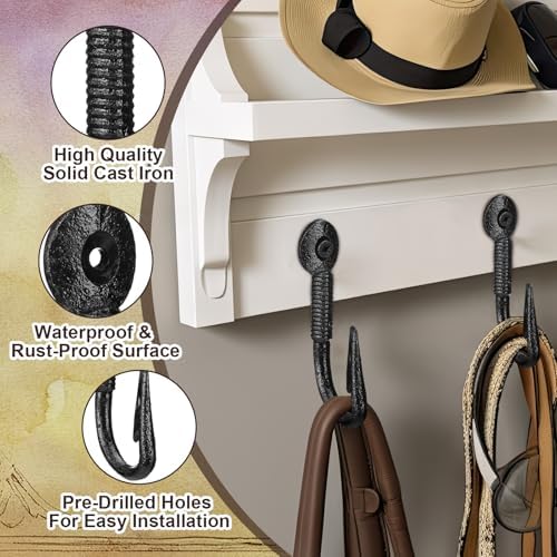 Duraaamo 3 Pcs Realistic Fish Hooks Cast Iron Wall Hook Rustic Wall Hanger - Image 4