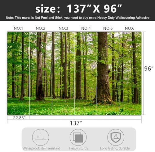 -Green Forest Landscapes Woodland Tree Fabric Wallpaper Living Room Bedroom - Image 4