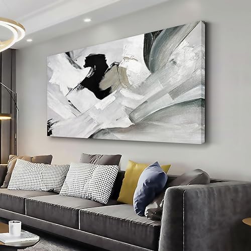 Abstract Wall Art Home Wall Decor Black White and Grey painting Abstract Canvas by Glvzygy