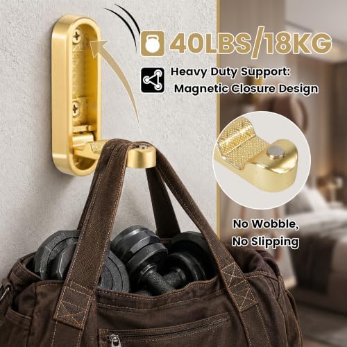 Foldable Wall Hooks, 40lb Heavy Duty, Zinc Alloy, 2 Pack - Image 2