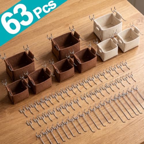 PBHEPJ Peg Board, 8 Pack Metal Pegboard Panels and 63 Pcs Hooks and Baskets - Image 4
