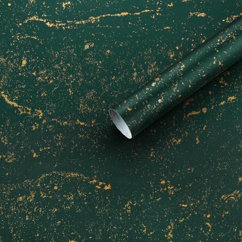 Dimoon 15.7"x78.7"Green Wall Paper Peel and Stick Modern Green and Gold Contact by DIYYOURMOON