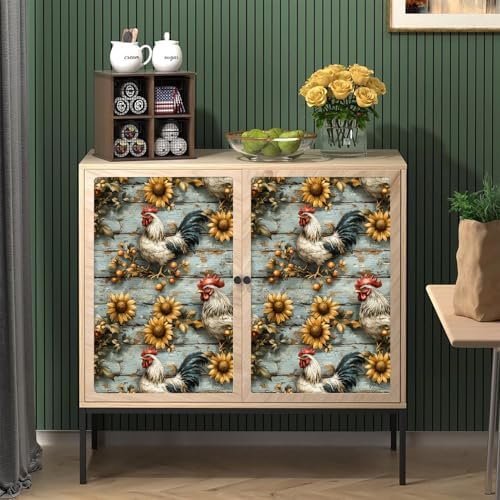 Peel and Stick Mural Sunflowers Rooster Removable Wallpaper 17.3"x118" Self - Image 2