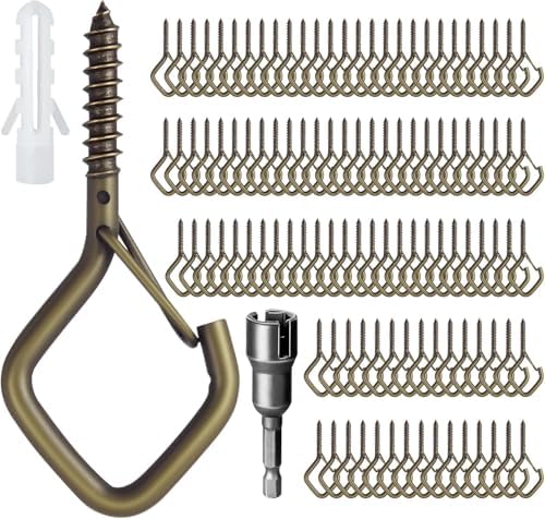 2.36IN Ceiling Screw Hooks for Hanging Plants, Safety Buckle by Ticway