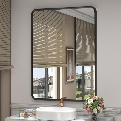 28x36 Black Bathroom Mirror for Wall by GOLOMO