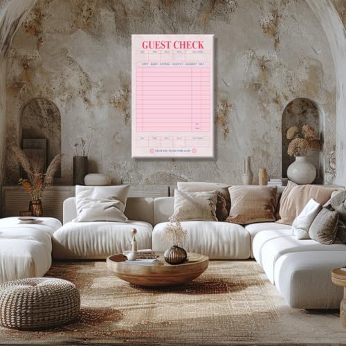 Pink Blank Guest Check Poster Trendy Retro Art Print Vintage Style Wall Art - Image 5