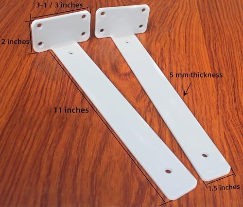12 Pack - 11 inch White Hidden L Shelf Bracket Iron Floating Shelf Brackets - Image 2