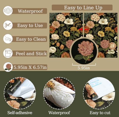 Dark Vintage Floral Peel and Stick Wallpaper Floral and Leaf Contact Paper - Image 5