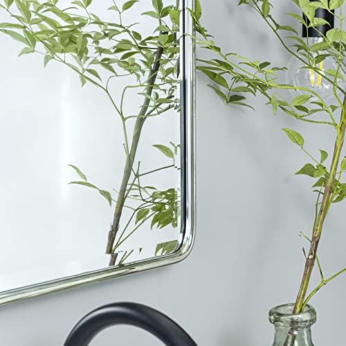 TEHOME Pivot Mirror Chrome Tilt Bathroom Vanity Mirror Black Metal Framed - Image 6