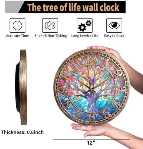 WANGIRO 12 Inch Tree of Life Wall Clock, Silent Clock - Image 3