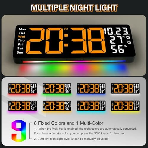 JoFomp 17.3" Large Digital Wall Clock, LED Digital Clock Large Display - Image 3