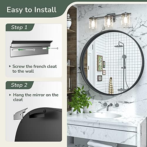 TokeShimi Black Round Mirror 30 Inch Black Circle Wall Mirror Non-Rusting - Image 5