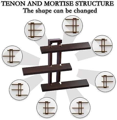 yaqew Variable Floating Shelves Wood Set of 3, Bathroom Shelves 28.35" Max - Image 4
