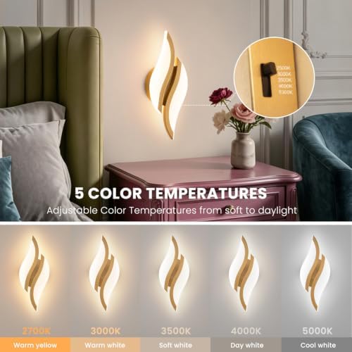 CANEOE Modern LED Wall Sconce Set of 2, 5CCT Dimmable Wall Light - Image 2