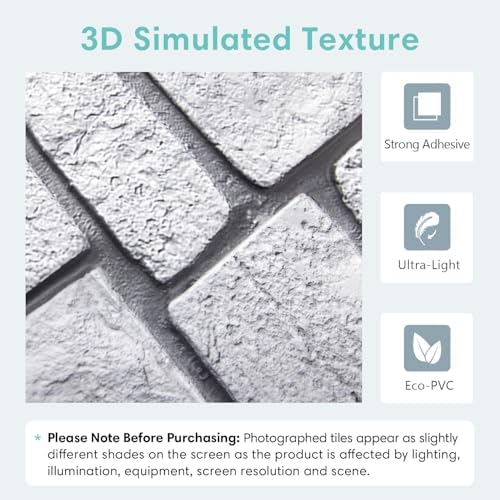 Commomy 3D Faux Stone Wall Panels Peel and Stick 10 Pcs 11.8" x 11.8" - Image 3