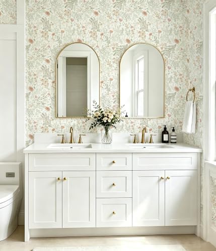 Floral Peel and Stick Wallpaper Vintage Floral Contact Paper 17.3" x 197" Beige - Image 3