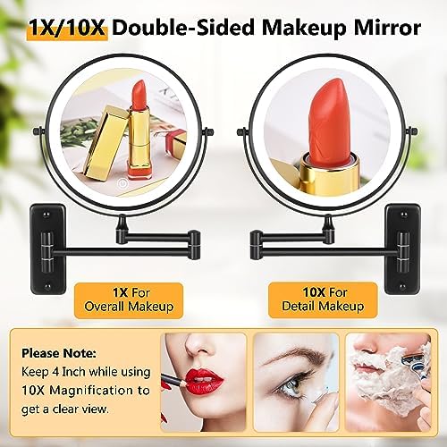 DECLUTTR Rechargeable Wall Mounted Lighted Makeup Mirror, 8 inch 10X Magnifying - Image 4