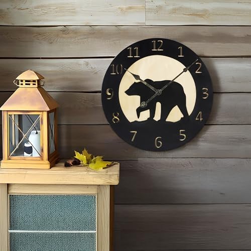 Young's Inc Wood Bear Carved Wall Clock - Image 7