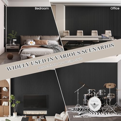6 Pack Wood Salt Acoustic Wall Panels 94" x 7.9" x 0.8", Dark Gray - Image 4