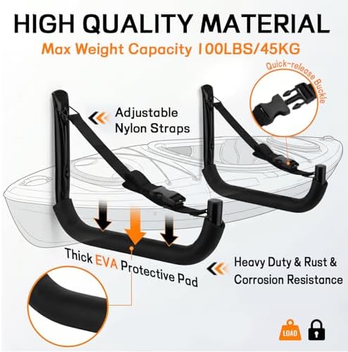Kayak Storage Rack, Heavy Duty Wall Mount Kayak Hanger - Image 3