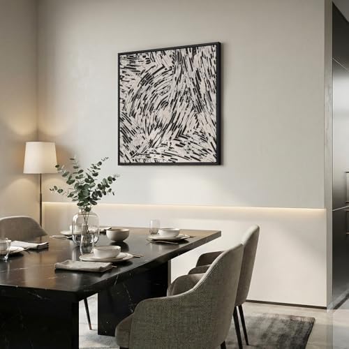 Framed Black and White Abstract Wall Art, 1 Piece Square Modern Canvas Prints - Image 4