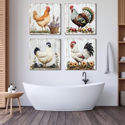 Large Kitchen Canvas Wall Art Rooster Pictures Wall Decor - Image 4