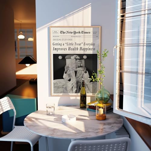 Funky Black and White Newspaper Wall Art 16x24 in Wood Grain Frame Humor Quotes - Image 4