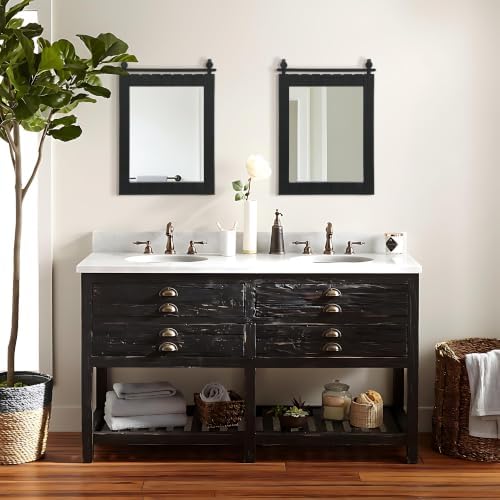 Besdomus Rustic Bathroom Vanity Mirror: 22"x30" Black Farmhouse Barn Door - Image 3