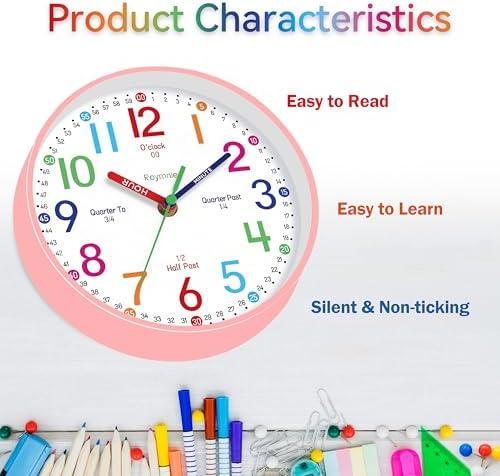 Roymnie Wall Clock 8 Inch for Kids Learning to Tell Time Easily Non Ticking - Image 4