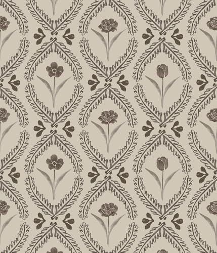 Orainege Vintage Wallpaper Peel and Stick Brown Floral Wallpaper by Orainege