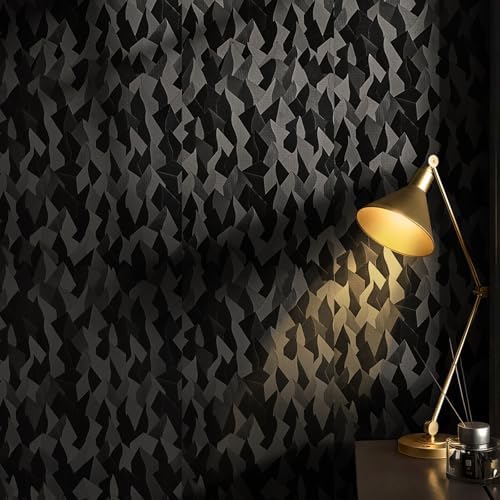 Black Faux 3D Fold‑Shadow Wallpaper by auxua