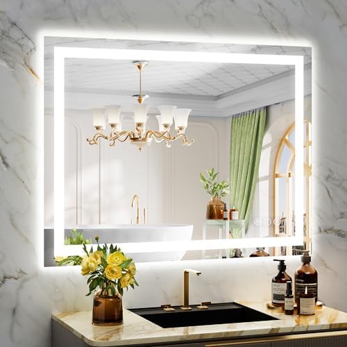 40x30 LED Bathroom Mirror with Lights, Lighted Vanity Mirror by YEELAIT
