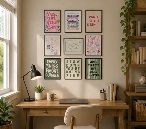 Inspirational Girls Wall Art Set of 9, Positive Quotes 8x10 Unframed - Image 6