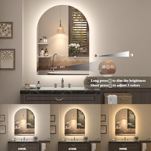 24x36 Inch Backlit Arched LED Mirror - Image 3