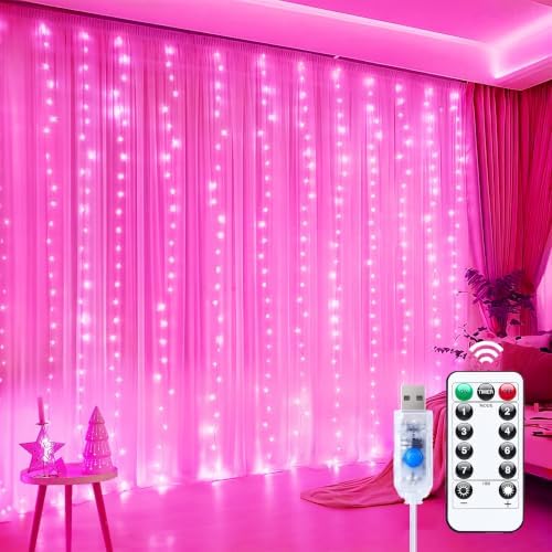 Minetom Curtain Lights, 300 LED Dimmable Twinkle Fairy Lights, 8 Modes by Minetom