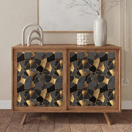 MuralPeel 18"x236" Abstract Texture Gold Dark Stone Glitter Peel and Stick - Image 5