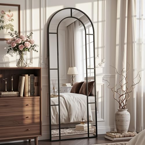 58" x 21" Arched Full Length Floor Mirror, Farmhouse Window Pane Mirror - Image 2