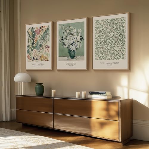 Large Framed Van Gogh Sage Green Canvas Wall Art - Image 2