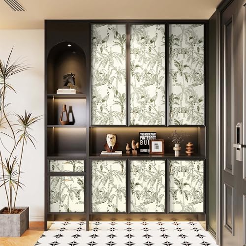 Heroad Boho Jungle Peel and Stick Wallpaper Beige and Green Contact Paper - Image 7