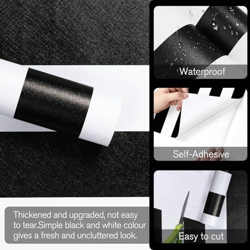 Black and White Striped Peel and Stick Wallpaper Self-Adhesive Removable - Image 2