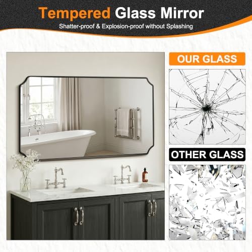 Delma Bathroom Vanity Mirror, Scalloped Round Corner Wall Mirror, - Image 4