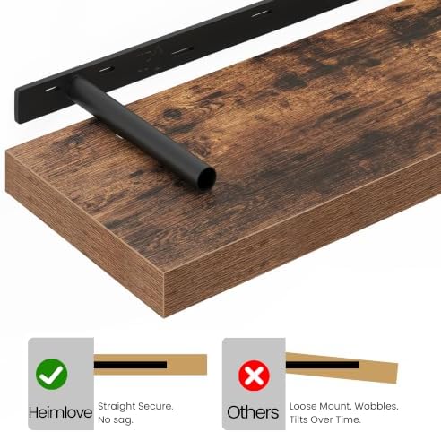 Heimlove Floating Shelves 55.1" W x 9.3" D Rustic Brown Set of 2 - Image 3