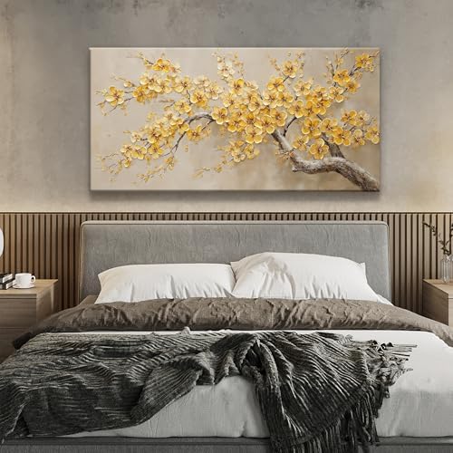 Modern Tree Of Life Wall Art Prints 24"x48" Yellow Wall Art - Image 2