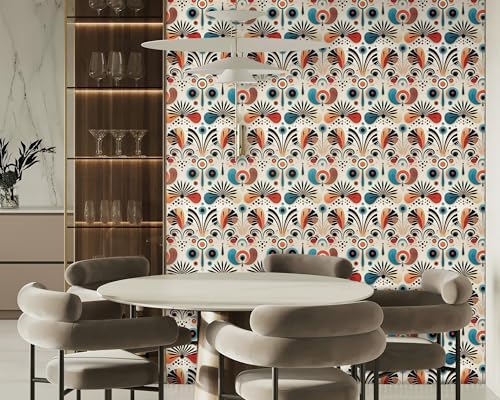 FLFK Vintage Wallpaper Peel and Stick Boho Abstract Botanical Wall Paper - Image 5