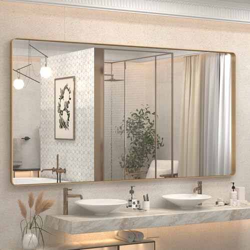 66x36 Inch Gold Bathroom Vanity Mirror by CHARMOR