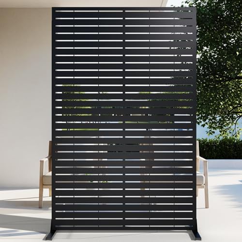 72" H Metal Outdoor Privacy Screen – Freestanding Rustproof Louvered Fence Panel by TALLYVERUS