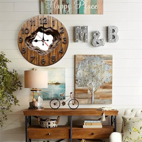 Dark Brown Root Hollow Round Wall Clock - Image 6