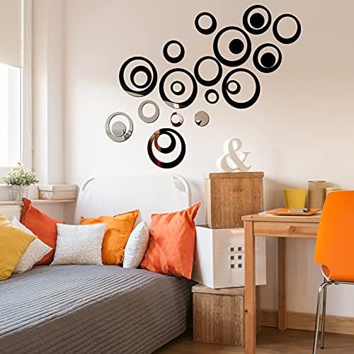 Outus 72 Pcs Circle Mirror Wall Stickers Removable DIY - Image 5
