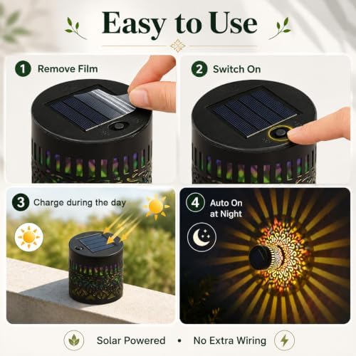 Solar Mandala Projection Wall Light, Waterproof Solar Fence Lamp - Image 3
